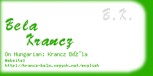 bela krancz business card